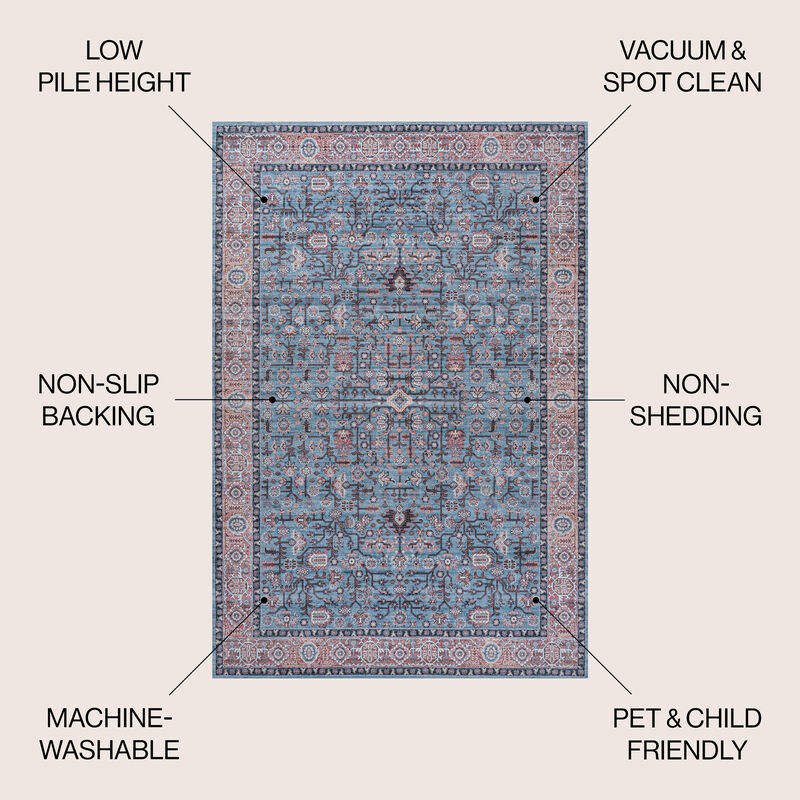 Kemer All-Over Persian Machine-Washable Area Rug