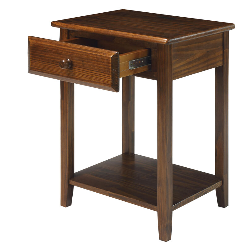 Casual Home Night Owl Nightstand with USB Ports-Warm Brown