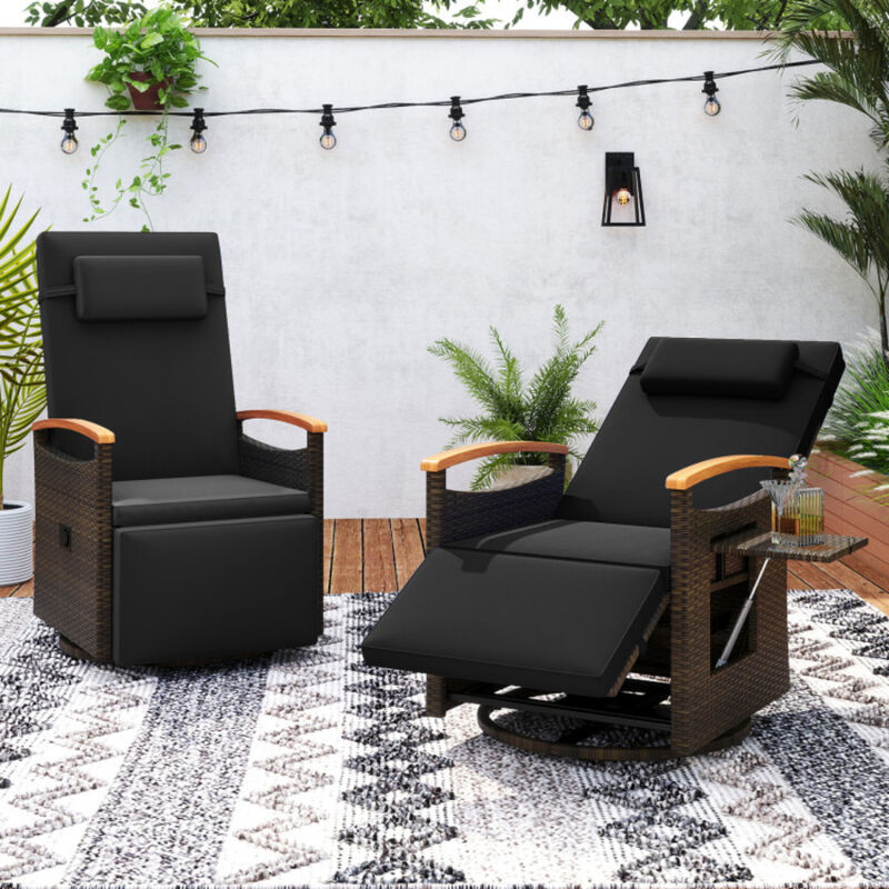 Outdoor Rattan 360 Degree Swivel Reclining Chair with Adjustable Back and Footrest image number 3