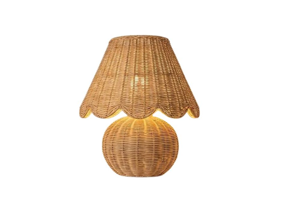 Farmhouse Boho Rattan Table Lamp For Living Room Nightstand Bedside