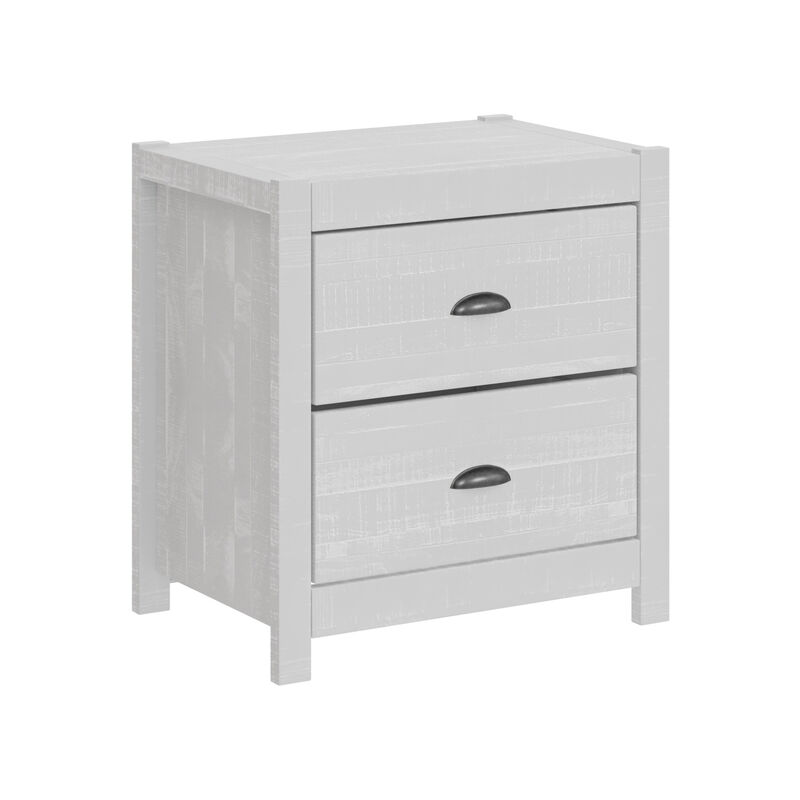 Albany Rustic Nightstand with Drawers, Bedside Table, End Table for Living Room Bedroom Assembled with Sturdy Solid Wood (White)