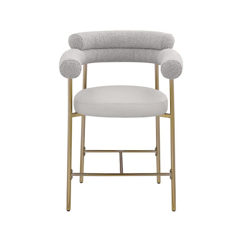 Meridian Furniture Blake Boucle Fabric / Vegan Leather Counter Stool, Set of 2