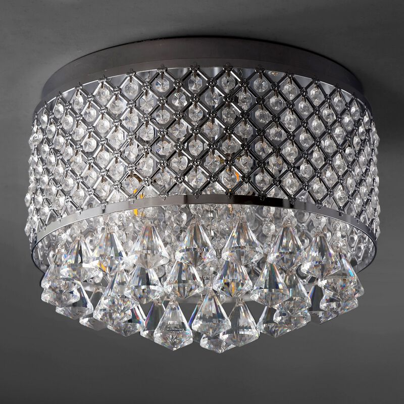 Evelyn 3-Light Crystal Drops/Metal LED Flush Mount