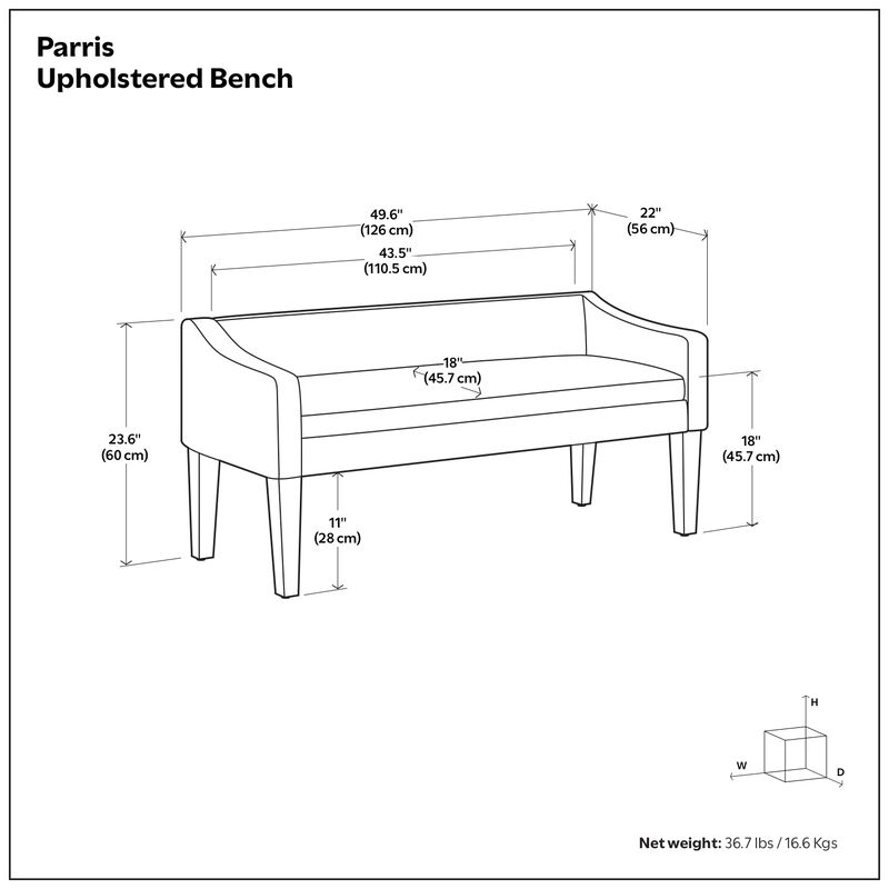 Simpli Home Parris Upholstered Bench image number 4