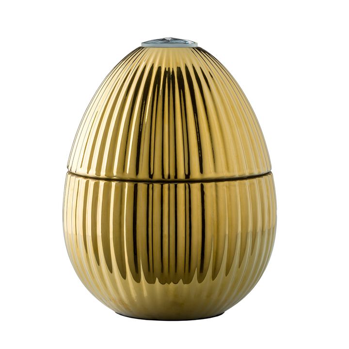 Candle in Ceramic Egg BOIS DE ROUSSIE 7.5 lb Gold 6.5 diam. x 7.48 in