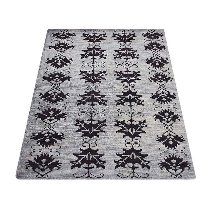 HAND KNOTTED WOOL Floral AREA RUGS  - Rectangle Shape, Floral Modern, Medium Pile Handmade Area Rugs for Living Room, Bed Room (N00921) image number 2