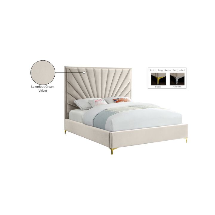 Meridian Furniture Eclipse Cream Velvet King Bed