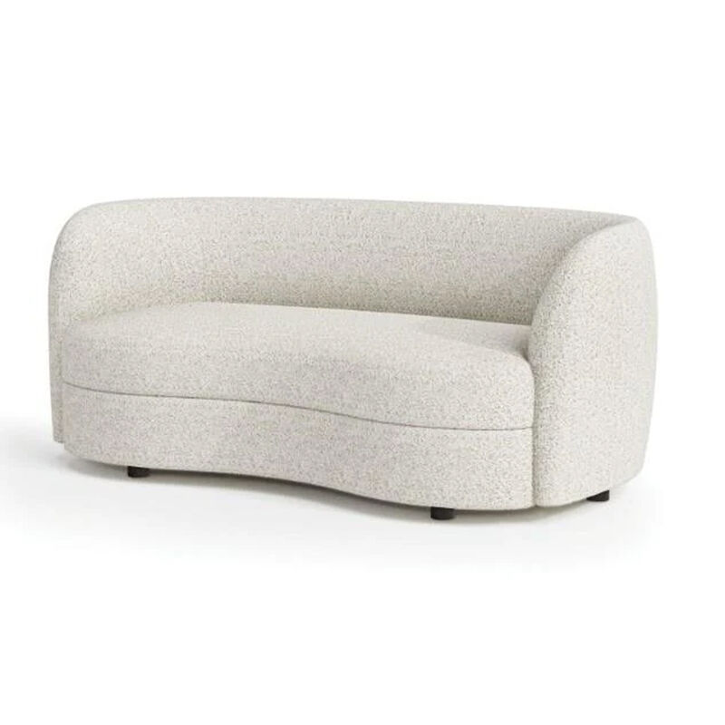 Srey Loveseat, 64 Inch, Modern White Boucle, Curved Kidney Shape - Benzara - Benzara