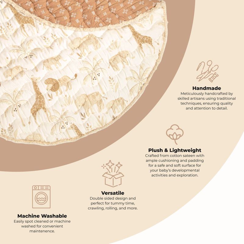 Kendi Quilted Safari Baby Play Mat image number 1