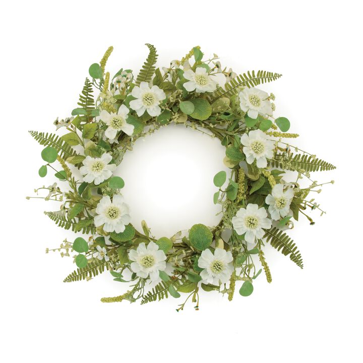Mixed Pincushion Floral Wreath for Front Door, Wall, or Seasonal Home Decor