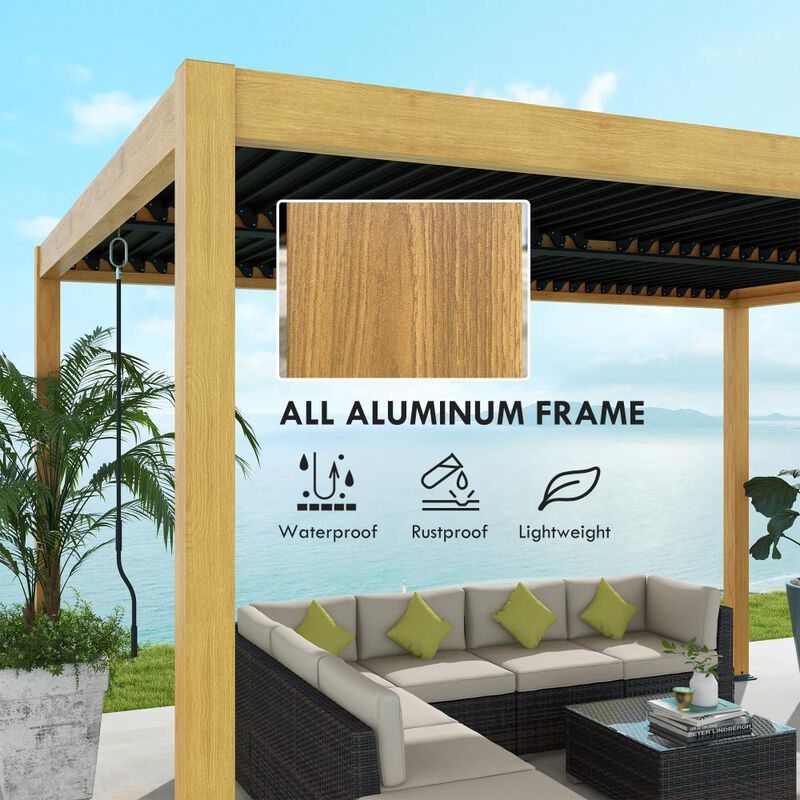 Hivvago 10x13 Outdoor Pergola with Adjustable Louvers image number 4