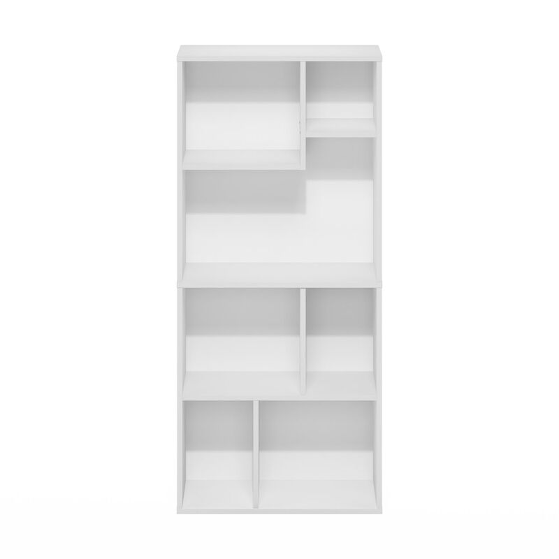 Daly 7-Cube Irregular Cubes Bookcase, Bookshelf, Storage Organizer, White