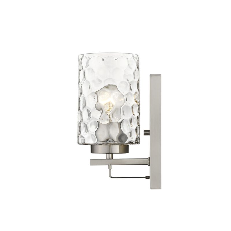 Hivvago Silver Metal and Pebbled Glass Wall Sconce