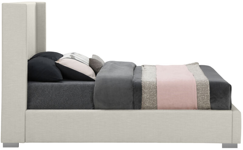 Meridian Furniture Royce Beige Linen Textured Fabric Queen Bed image number 9