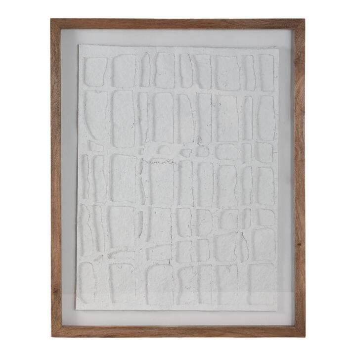 28x35" Paper Mache Wall Art W/wooden Frame /glass
