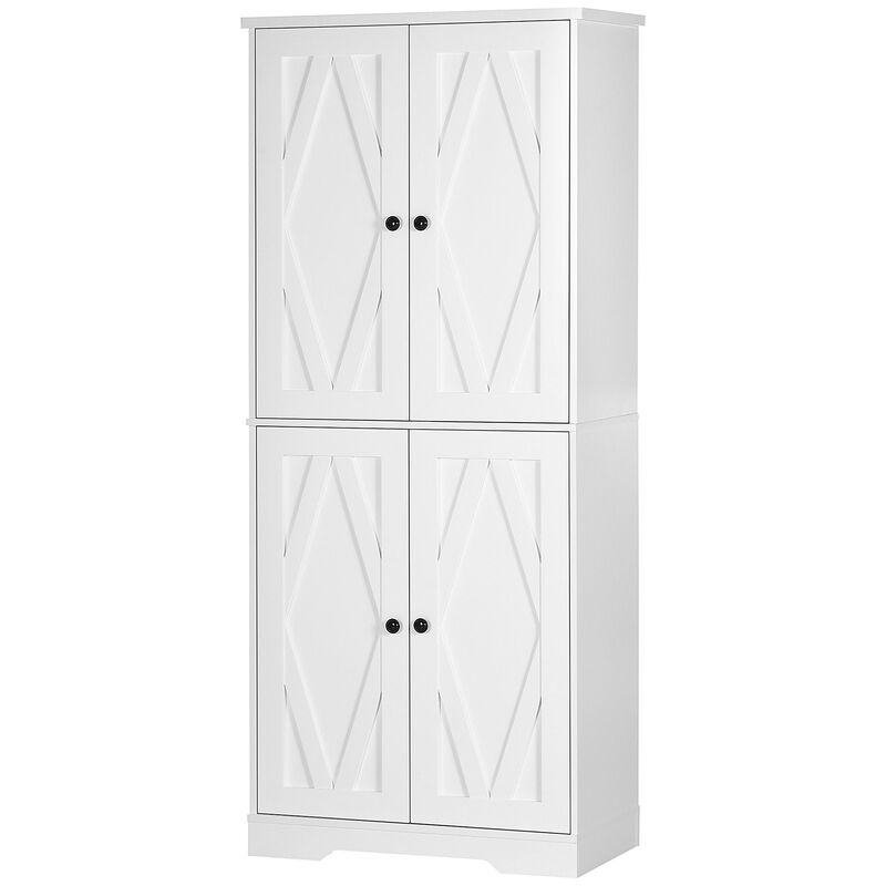 HOMCOM 71" Freestanding Kitchen Pantry Farmhouse Storage Cabinet White