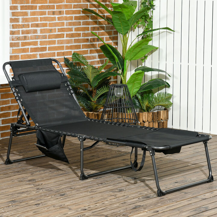 Hivvago Outdoor Reclining Sun Lounger with Headrest and Pocket