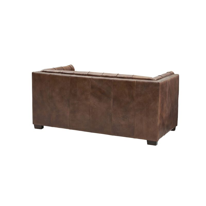 Crafters and Weavers Tuxedo Leather Love Seat - Bark Brown