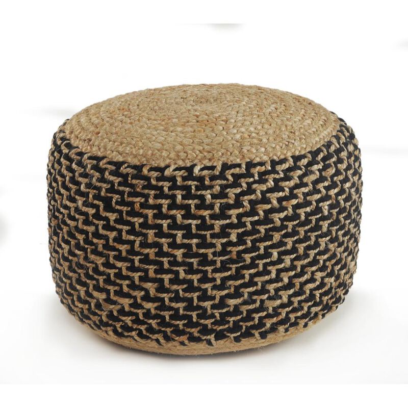 Hivvago 18 Inch Tan Jute Ottoman