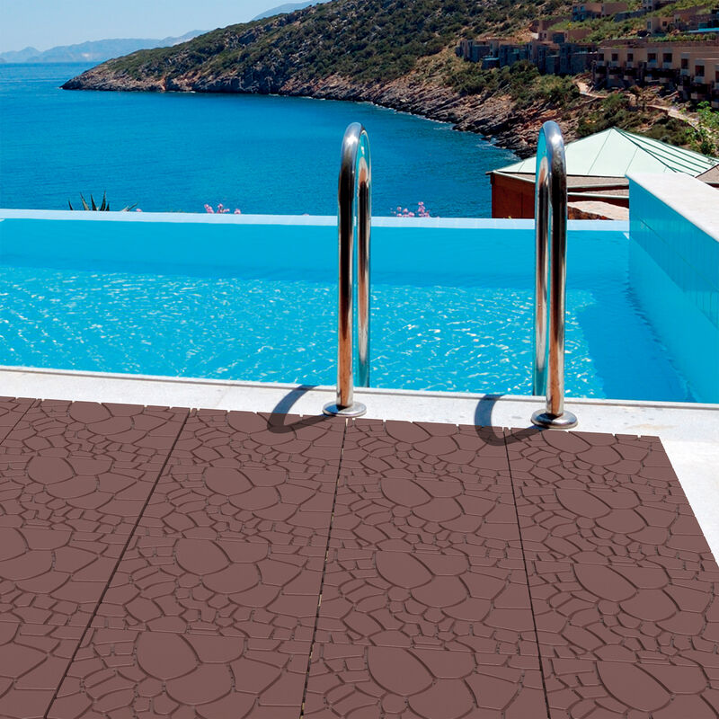 Interlocking Deck Tiles Outdoor Waterproof 44 Pack, Plastic Snap Together Patio Flooring Tiles for Balcony, Porch, Backyard, Easy Install image number 7