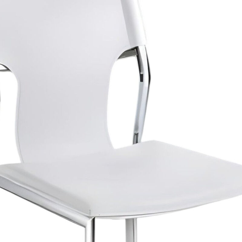 HomeRoots Set of Four White and Silver Metal and Leather Dining Side Chairs image number 2
