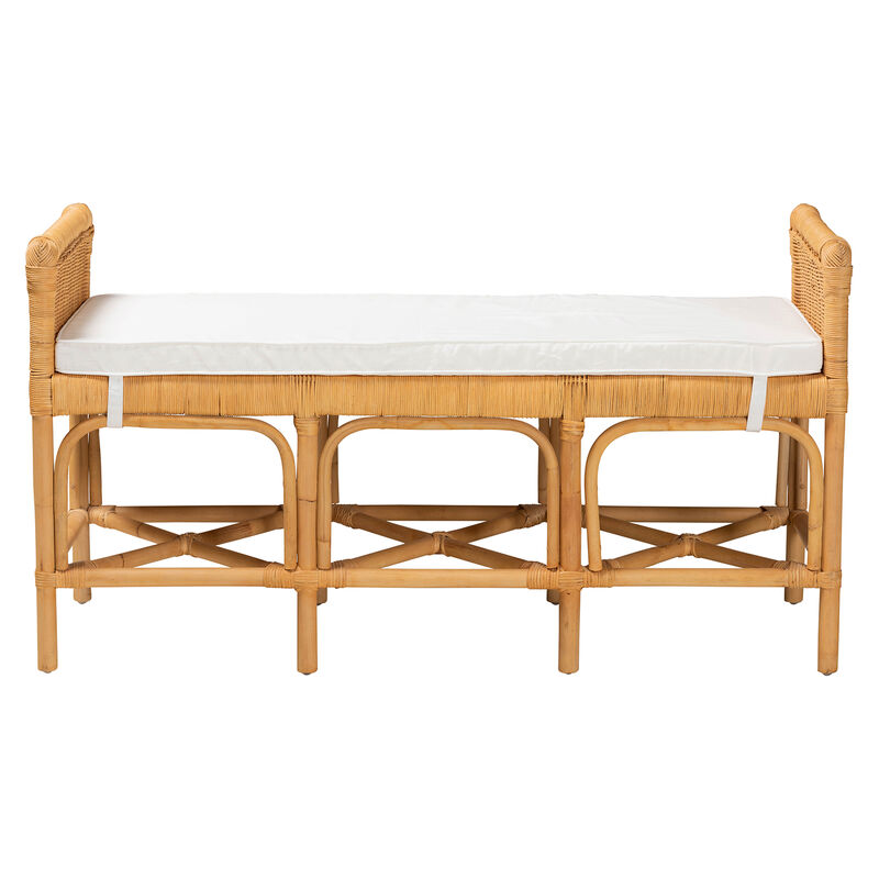 Bali & Pari Nairi Modern Bohemian Natural Brown Rattan Bench