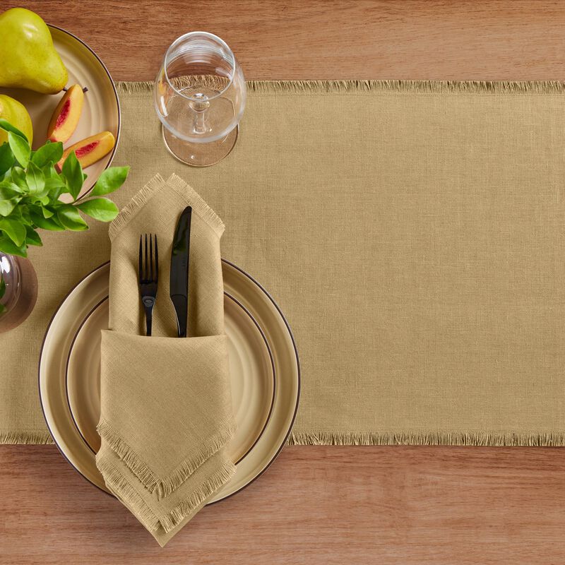 Solino Home 100% Pure Linen Table Runner - Fringe