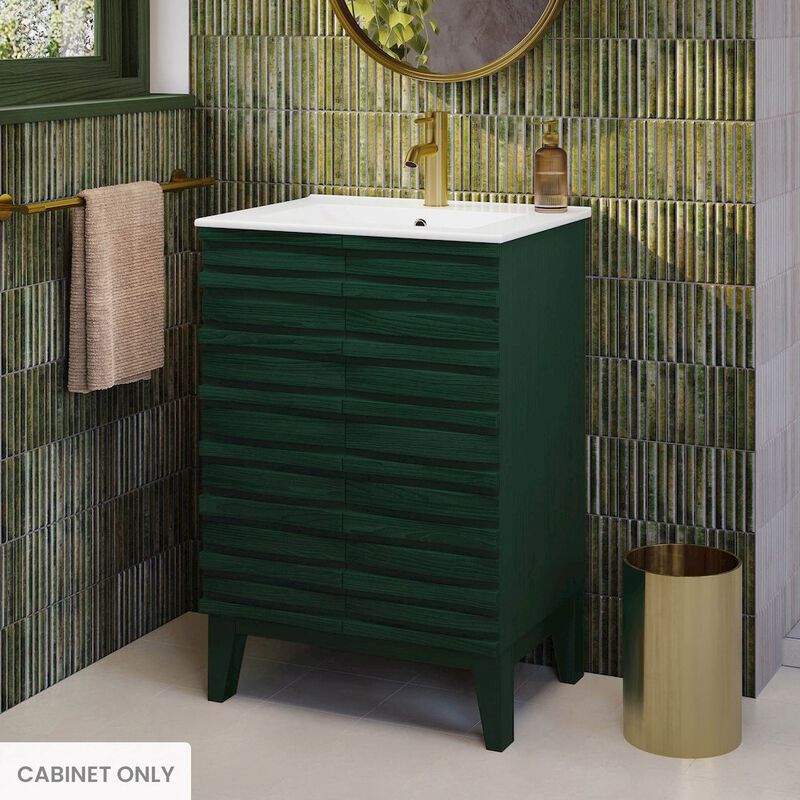 Cascade 24" Freestanding Bathroom Vanity Cabinet without Top in Green Oak image number 1