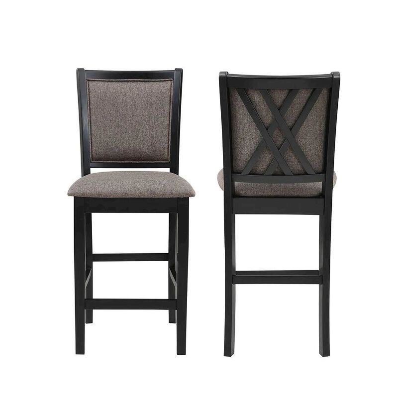 Black Round Dining Table with 4 Chairs, Solid Wood Dinner Table Set image number 4