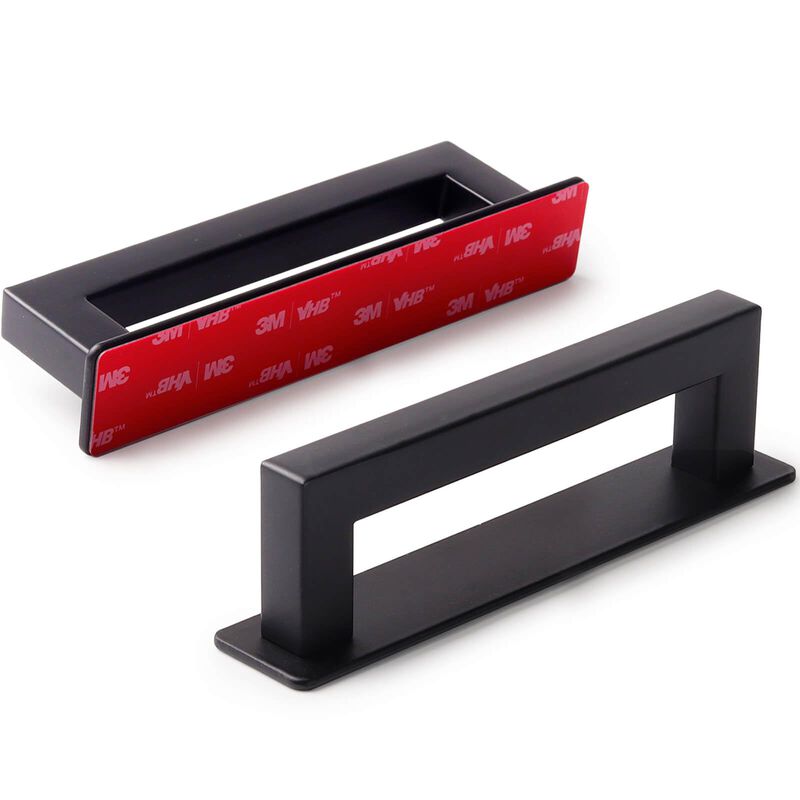 RVPEKUPE Adhesive Cabinet Handles Stick on Handle Self Stick Sliding Shower Door Handle 4-3/4"" Black 4-Pack