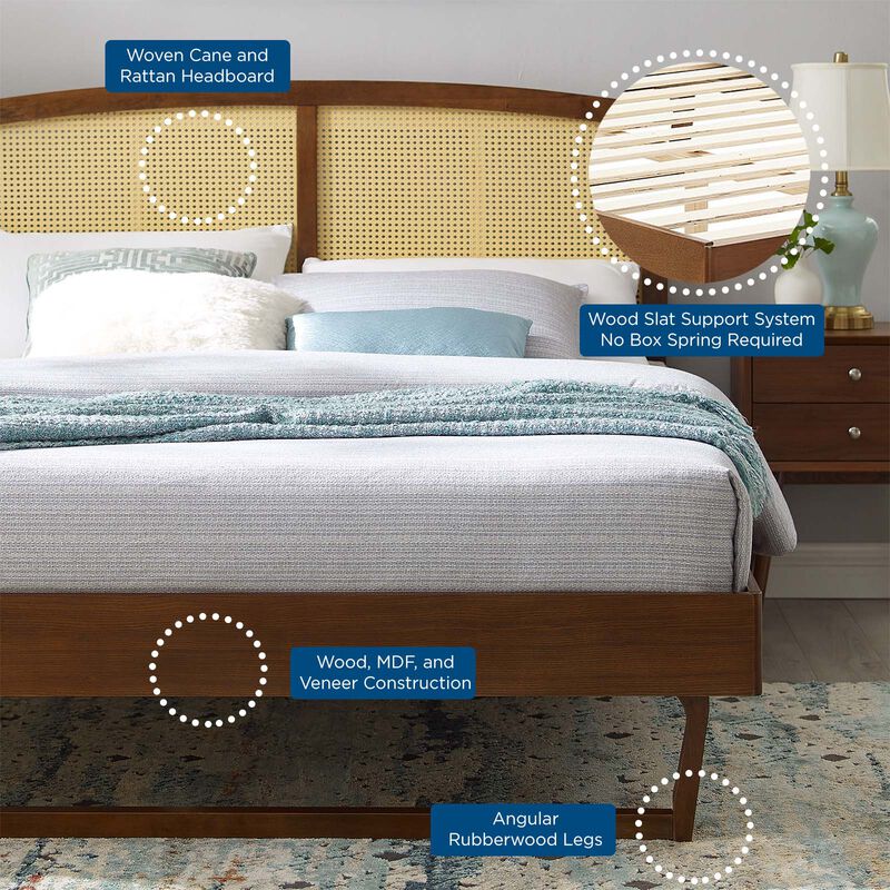 Modway - Sierra Cane and Wood King Platform Bed with Angular Legs image number 7