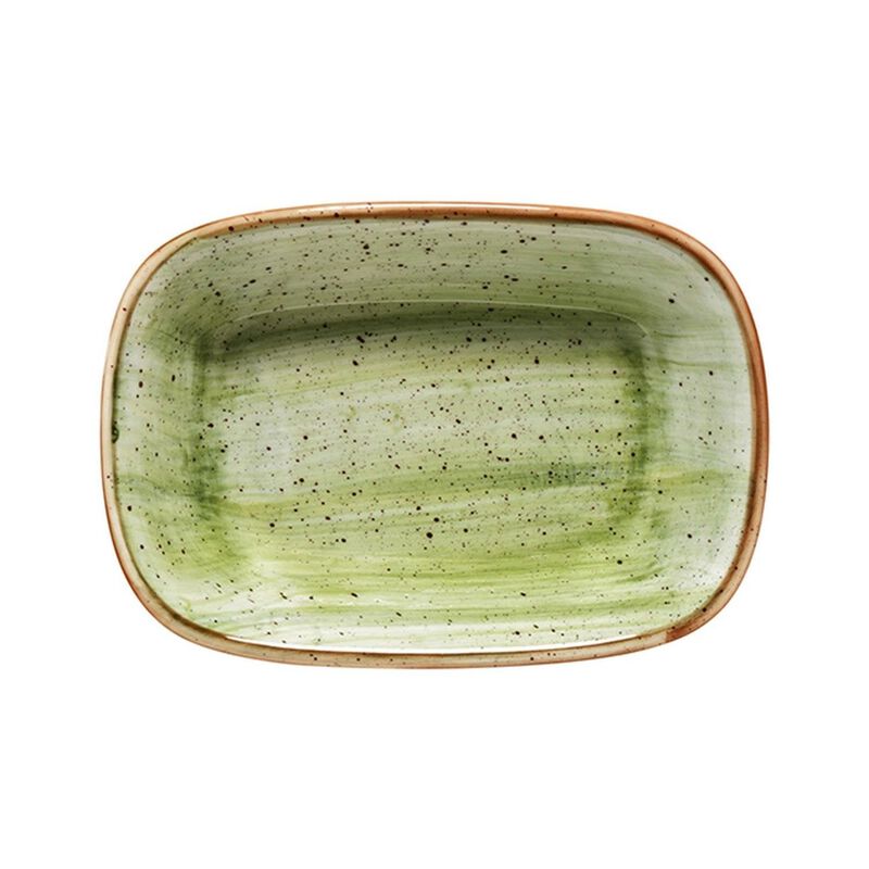 Therapy 4.75" x 3.25" x h:1" 4 oz. Rectangular Green Vitrified Deep Plate (Set of 2) image number 1