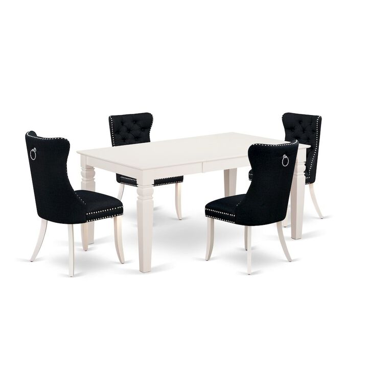 5 Piece Dining Room Set Contains a Rectangle Wooden Table with Butterfly Leaf