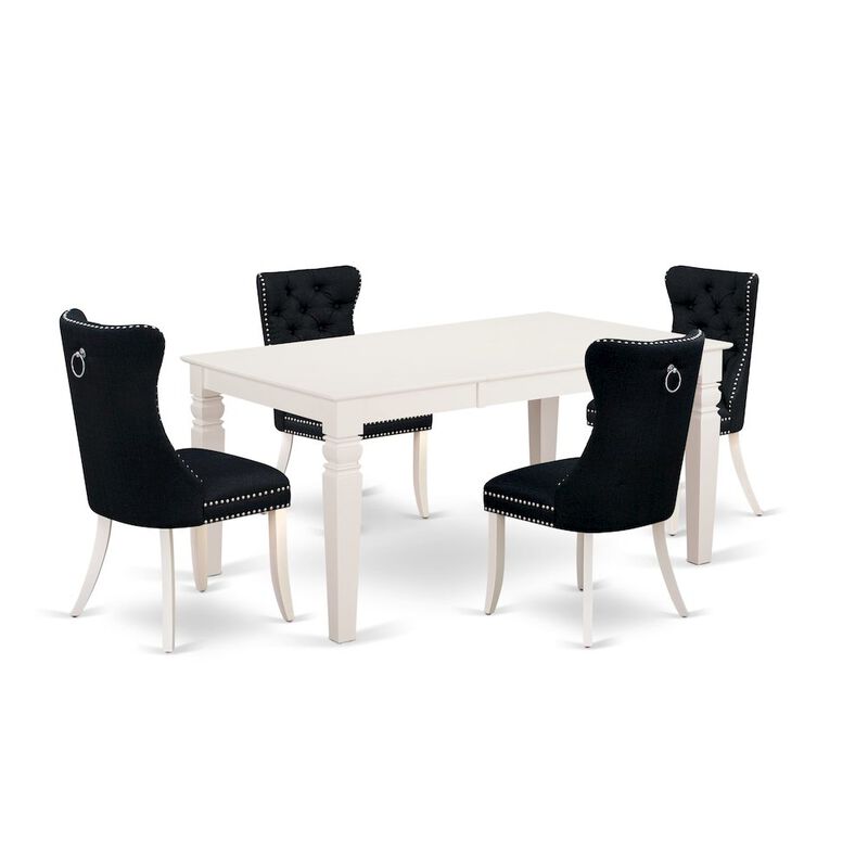 5 Piece Dining Room Set Contains a Rectangle Wooden Table with Butterfly Leaf