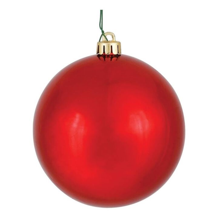 Vickerman 4.75" Red Shiny Ball Ornament, 4 per Bag