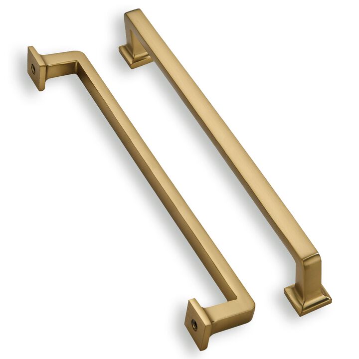 khtumeware 2 Pack Solid Brushed Brass Cabinet Pulls, 12 Inch(305mm) Hole Centers Gold Cabinet Handles Kitchen Hardware Straight