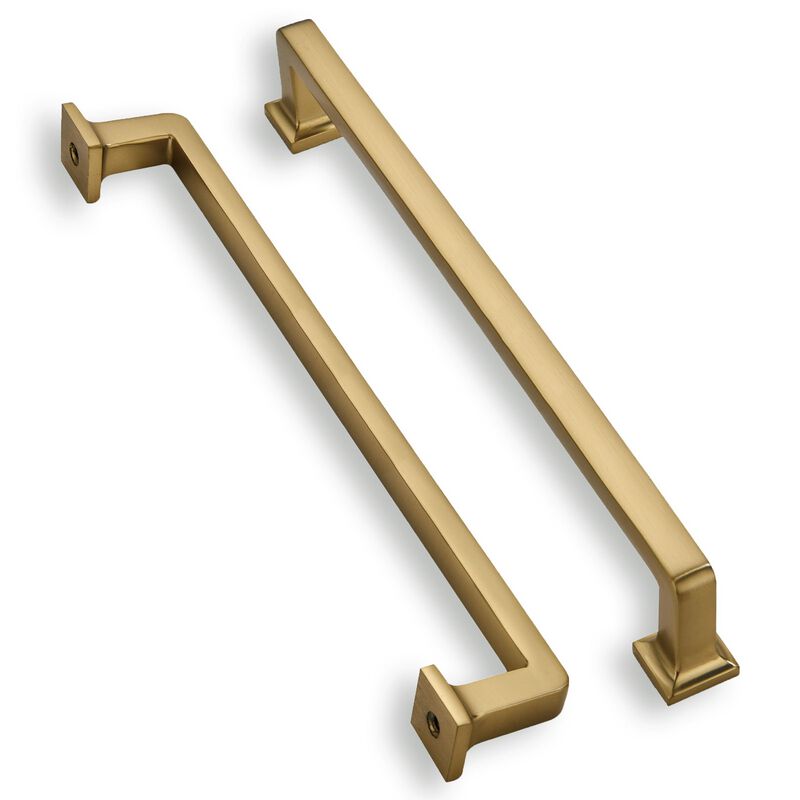khtumeware 2 Pack Solid Brushed Brass Cabinet Pulls, 12 Inch(305mm) Hole Centers Gold Cabinet Handles Kitchen Hardware Straight