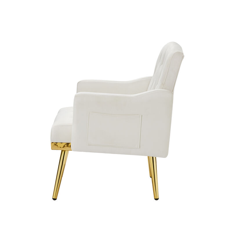 Streamdale Cream Velvet Armchair With Metal Legs image number 6