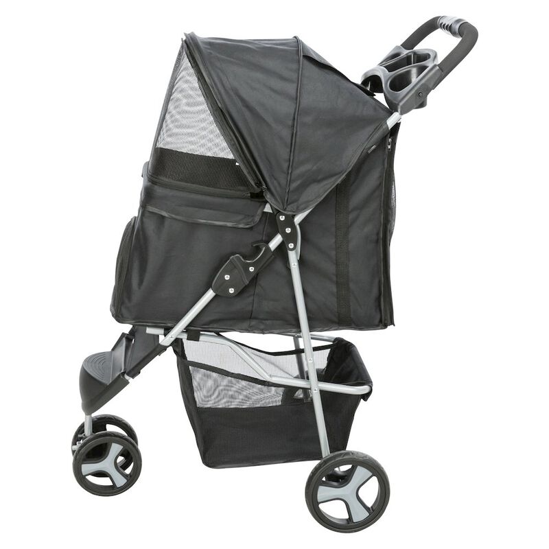 TRIXIE 3-Wheeled Foldable Dog & Cat Stroller with Canopy and Storage Compartments image number 0
