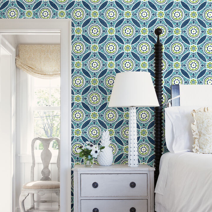 Maya Teal Medallion Wallpaper
