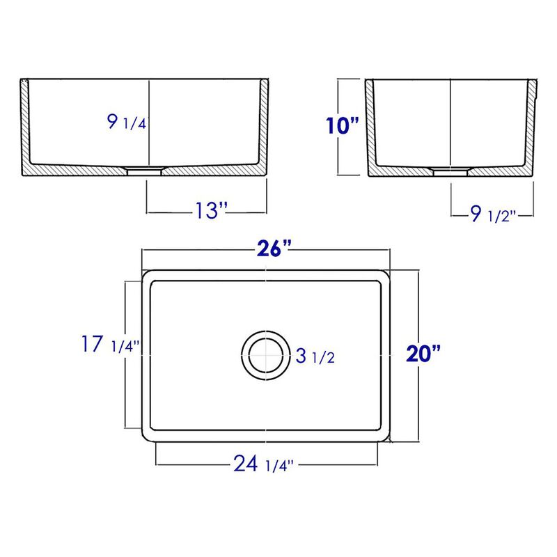 ALFI brand White 26 Contemporary Smooth Apron Fireclay Farmhouse Kitchen Sink