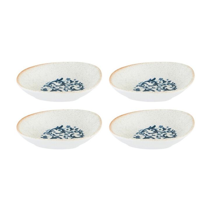 Viento 4" x 3" x h:0.75" 1 oz. Organic Decorated Porcelain Bowl (Set of 4)