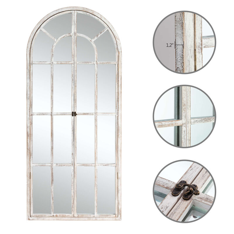 HomeRoots 71" White Solid Wood Arch Framed Full Length Mirror image number 4