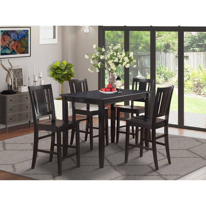 East West Furniture 5  Pc  Counter  height  Table  set-high  Table  and  4  Stools
