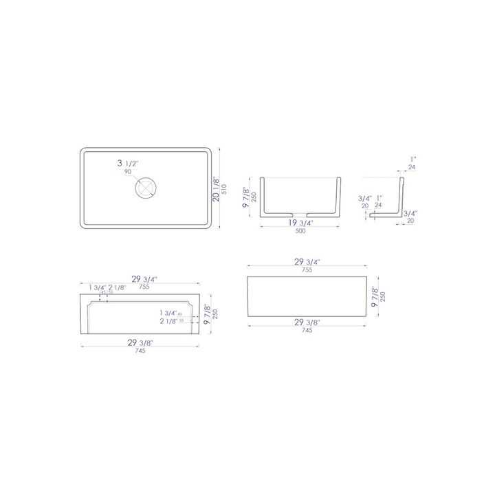 ALFI brand 30 inch Black Reversible Single Fireclay Farmhouse Kitchen Sink