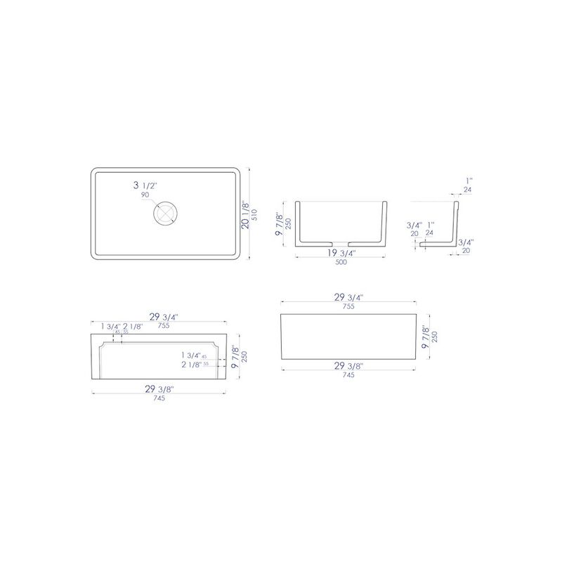 ALFI brand 30 inch Black Reversible Single Fireclay Farmhouse Kitchen Sink