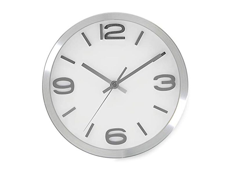 Silver Elegant Metal Wall Clock 10 Inch Silent Non Ticking Easy Read Modern image number 0