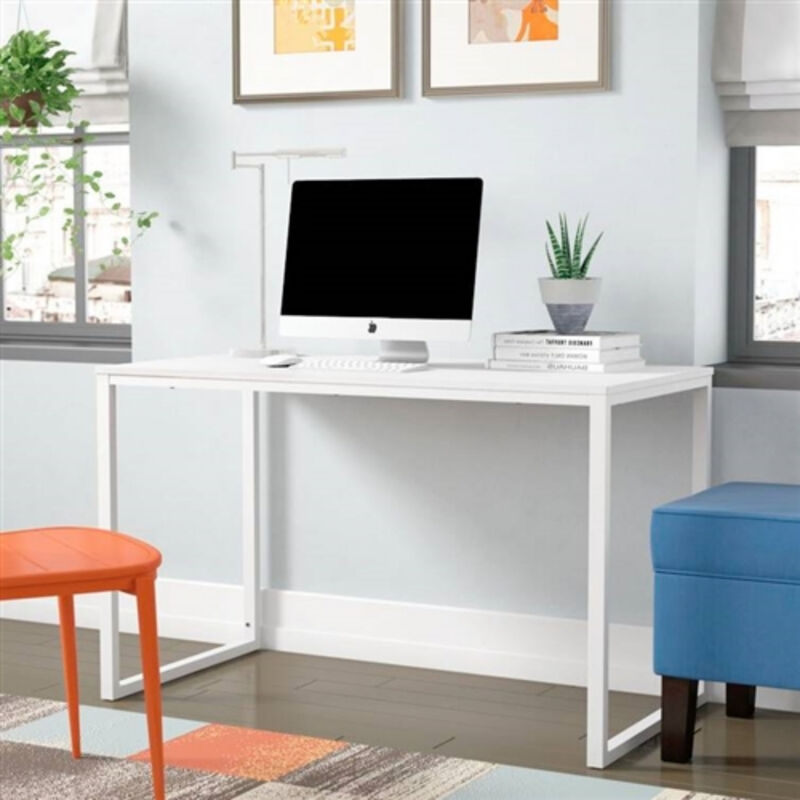 Modern Home Office Desk with Metal Frame & Wood Table Top