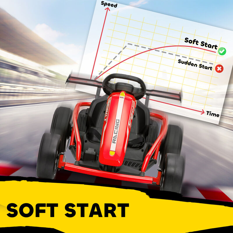 BreeBe 24V 7AH Kids Electric Go Kart, 8.1 MPH Battery Powered Drift Kart with Dual Motors, Soft Start image number 5