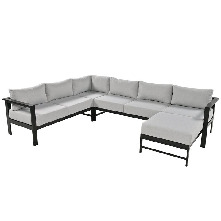 Mondawe 7-Piece U-Shaped Modular Sofa Set,Multi-Person Sectional Sofa Furniture For Patio & Garden